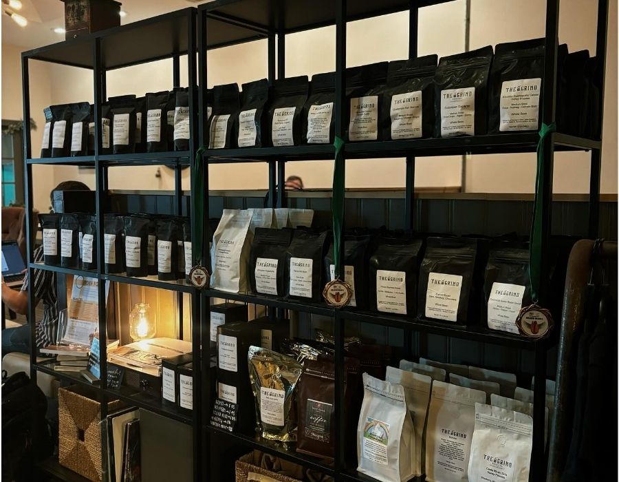 coffee stacked in shelfs